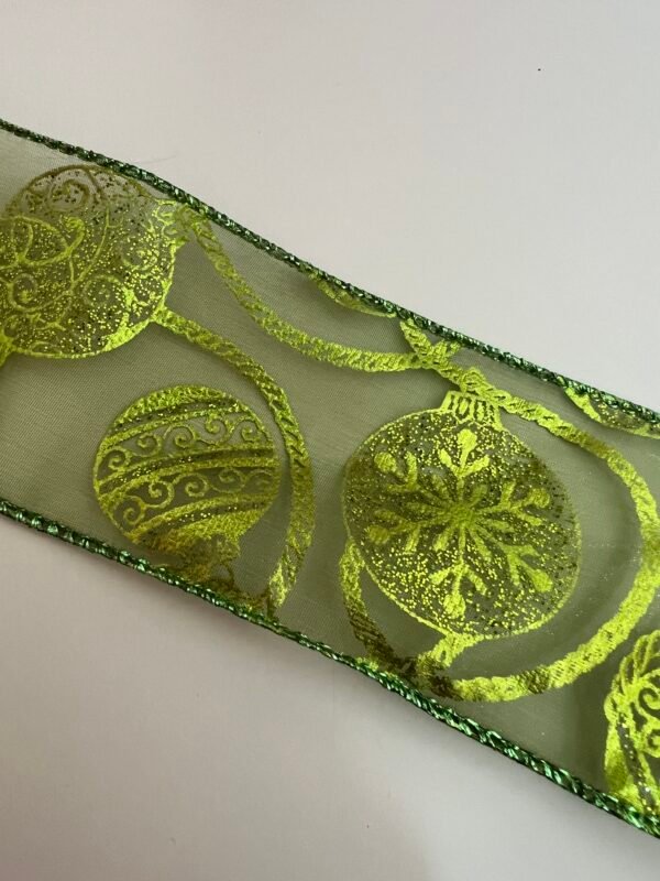 Ruban noël vert pailleté – Image 3