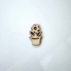 Sujet bois pot de fleur