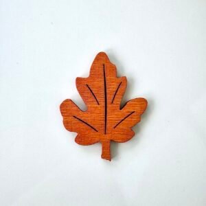 Sujet bois feuille de chêne orange