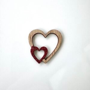 Sujet bois cœur à paillette