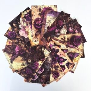 PAPIER 14X10 ROSES ET FLEURS VIOLETTES