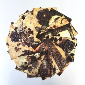 PAPIER 14X10 FLEURS NOIRES