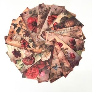 PAPIER 14X10 FLEURS ROUGES