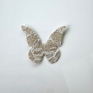 Embellissement en lin papillon et dentelle