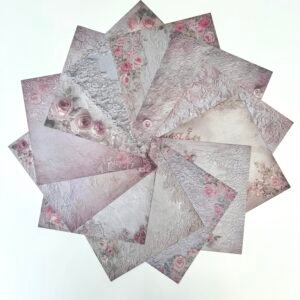 PAPIER 15X15 DENTELLE ET ROSE