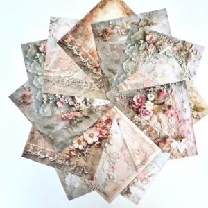 PAPIER 15X15 FLEUR SHABBY ROMANTIQUE