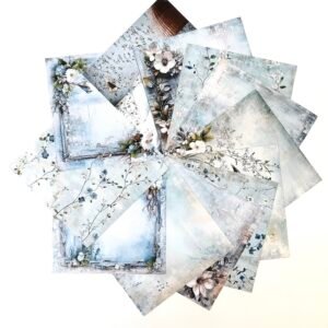 PAPIER 15X15 FLEURS BLEUES